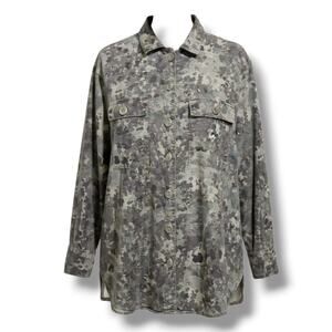 Treasure & Bond Women’s Gray Camo Utility Button-Up Shirt Jacket - Size Medium